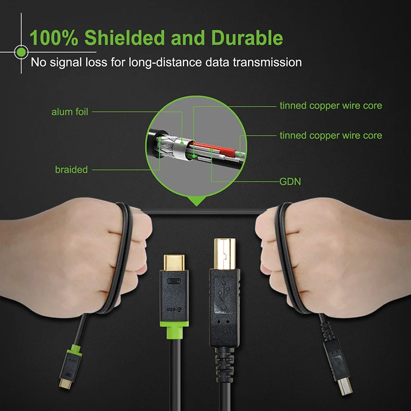 Кабель USB Type C 2 0 B кабель M/M для сканера принтера зарядный шнур компьютера ноутбука