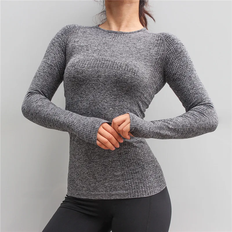 

SALSPOR Seamless Yoga Shirts for Women Long Sleeve Thumb Hole Fitted Gym Top Shirts Sport Quick Drying Breathable Sportswear
