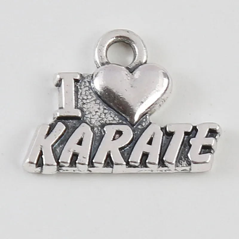 Модные металлические подвески RAINXTAR с надписью I Love Karate 15*19 мм 10 шт. AAC1162|letter a charm|letter