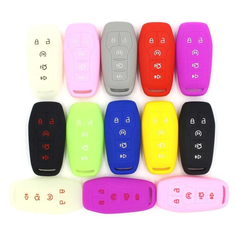 

5 Buttons Silicone Car Key Cover Case For Ford EXPLORER Fusion Mustang F150 For Lincoln MKZ MKC Smart Key