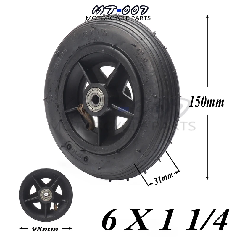 

Motorcycle 6x1 1/4 tyre 150MM Scooter Inflation Wheel With Aluminium Hub With Inner Tube Electric Scooter 6 Inch Pneumatic Tire