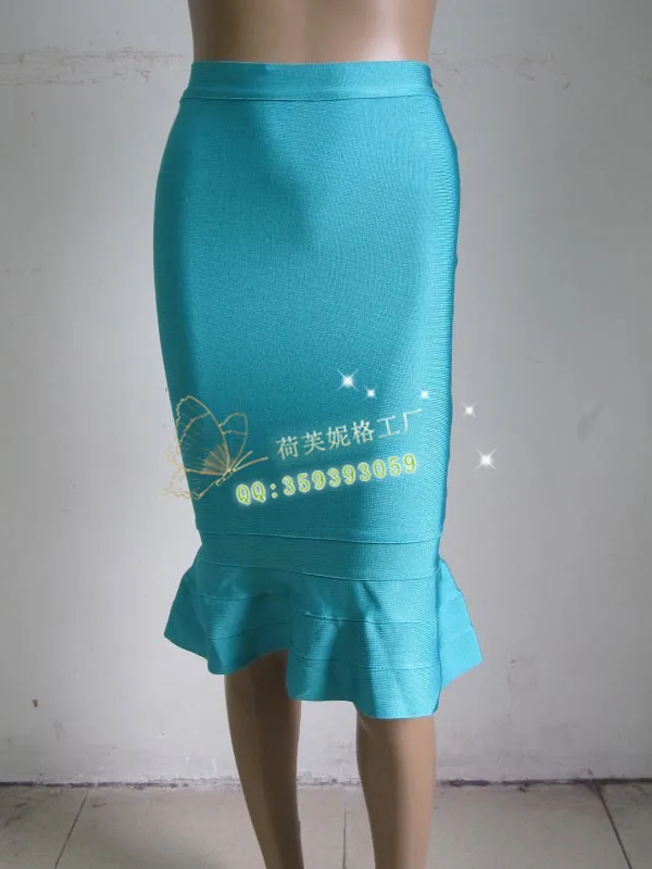Новая юбка-карандаш, различные цвета, тянущаяся трикотажная облегающая юбка в виде рыбьего хвоста, бандажная юбка - Цвет: Небесно-голубой