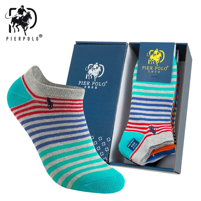 

Summer Men Stripes Cotton Boat Socks Men's Fashion colorful Short Socks Calcetines Hombre Spring New Brand PIER POLO 5 Pairs/lot