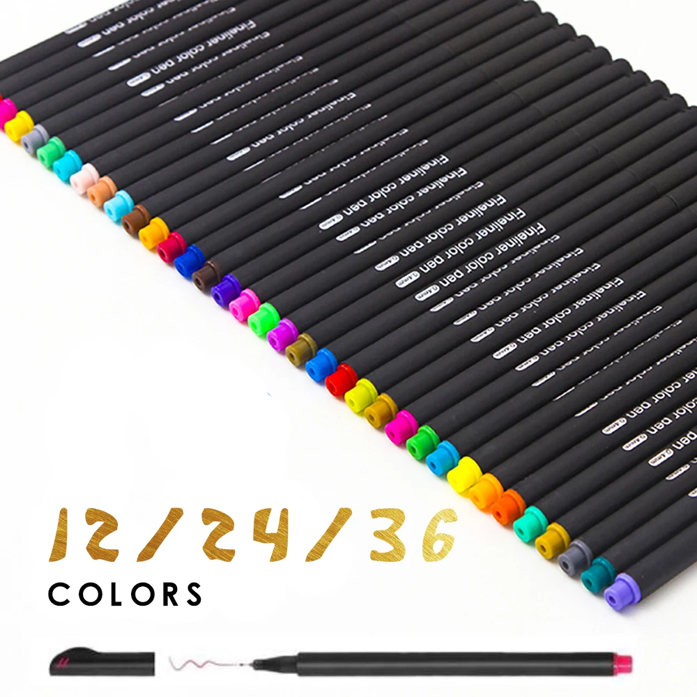 

12/24/36 Colors 0.4mm Fine Tip Art Marker Pen Fineliner Pens Smooth Sketch Pen Art Supplies for Animation Manga Drawing