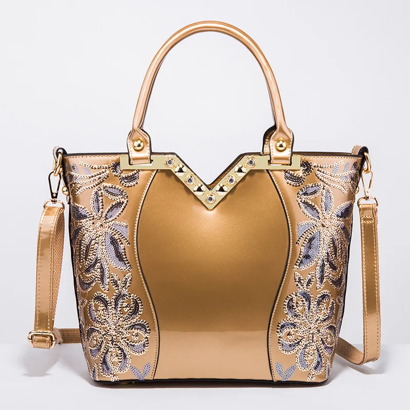 

Kajie 2018 Patent Leather Shoulder Bag Female Evening Party Bags Brand Designer Handbags Large Capacity Women Sequined Tote