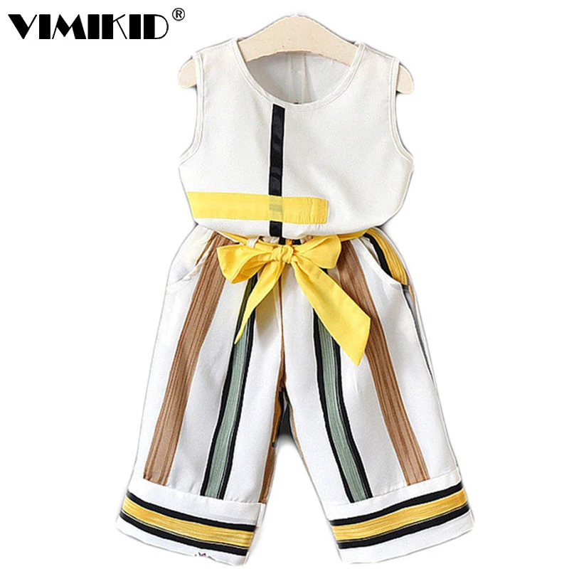 Dress New Korean Children's version Suit Summer Ocean Broad-legged Pants Fashion Two Suits One Generation | Детская одежда и