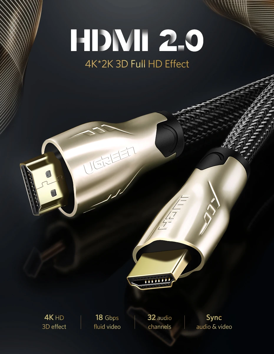 Ugreen HDMI кабель hdmi-hdmi 2,0 HDR 4K для Xiaomi сплиттер удлинитель адаптер shand переключатель PS4 ТВ коробка 5 м 10 м Кабель HDMI