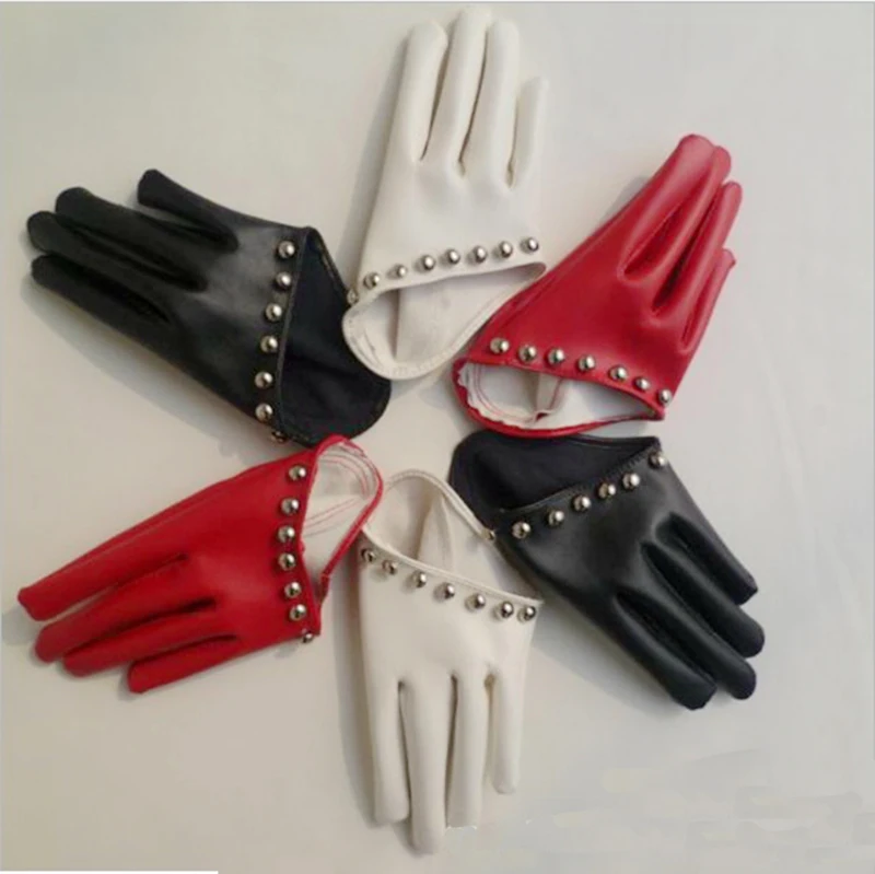 women's leather half palm gloves