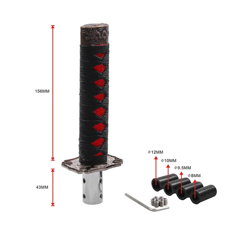 Меч форма переключения передач Катана металлическая ручка+ 4 шт. адаптеры для универсальных автомобилей XR657