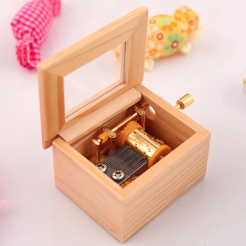 Mini Wooden Hand Crank Music Box Antique Style Kids Christmas Lover