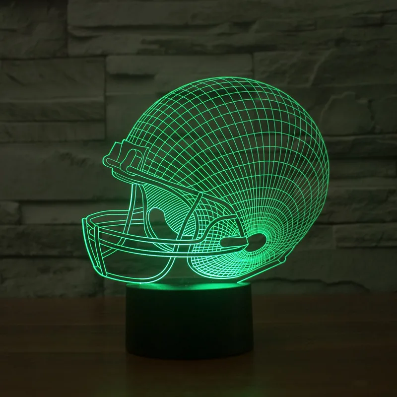 Football helmet colorful acrylic lamp touch round bottom visual stereo