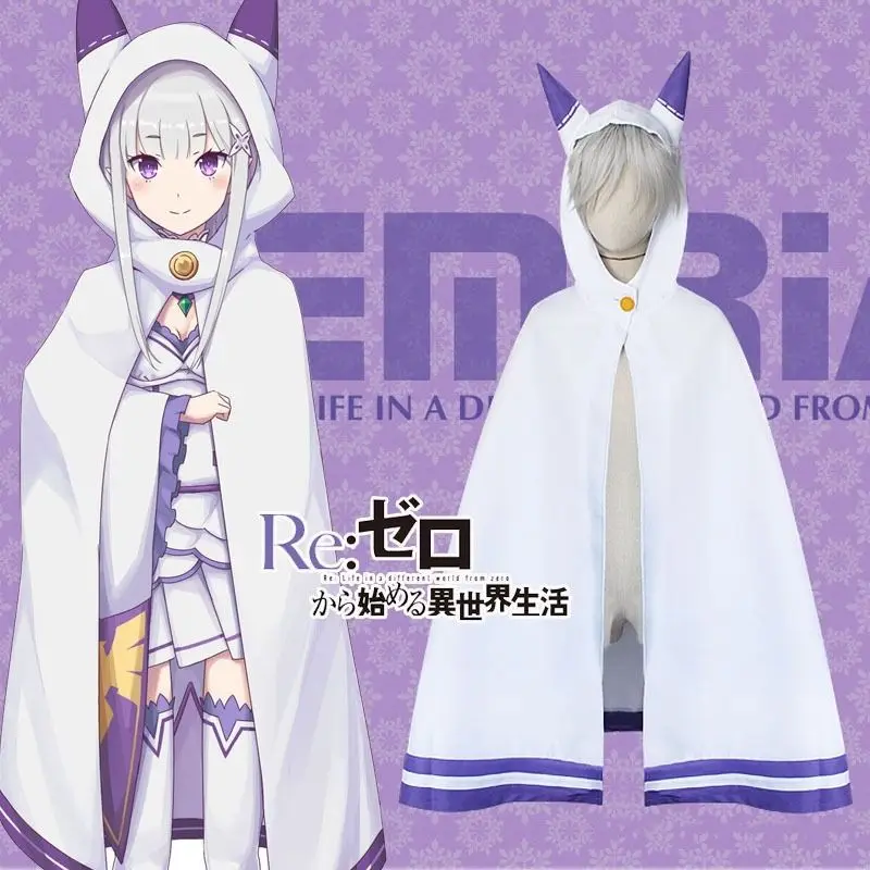 Аниме Re: Zero Kara Hajimeru Isekai Seikatsu Emilia Cosplay Cat плащ с ушами накидка|cosplay cat|cloak capecat cosplay |