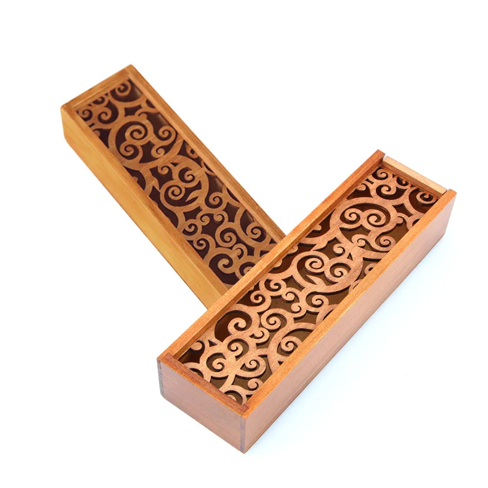 Полые деревянные пенал косметичка Макияж канцелярские ящик для хранения горячей 1 шт