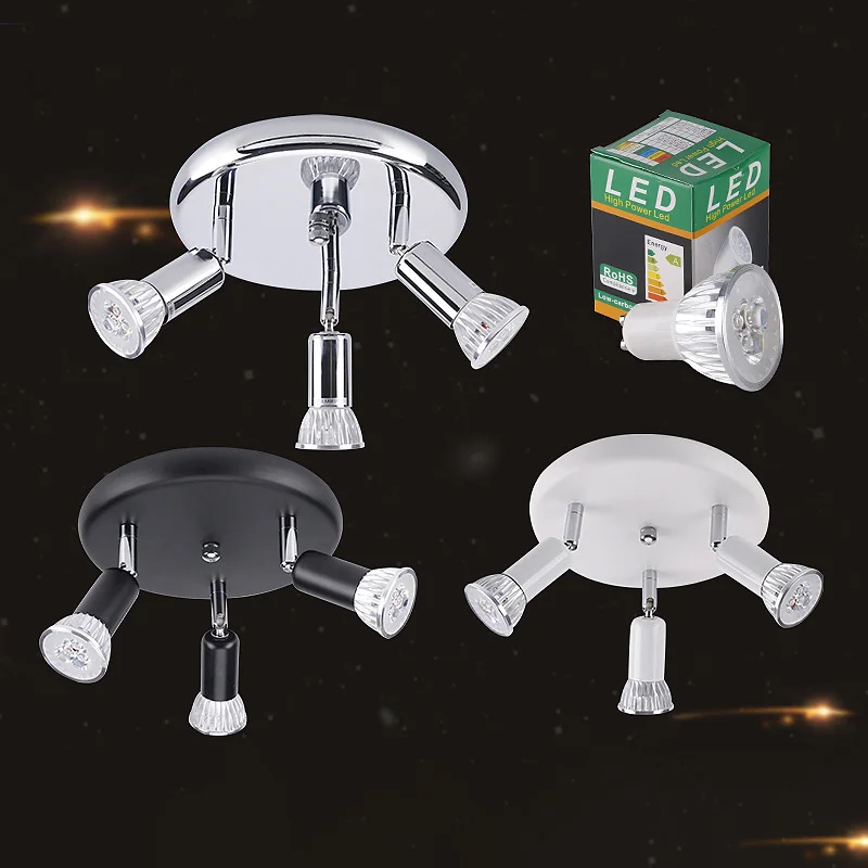 

GU10 Ceiling Spot Lights 9W LED Ceiling Light 3 Heads swiveling Light Spots Adjust Angle For indoor Lighting Fixtures Decoration