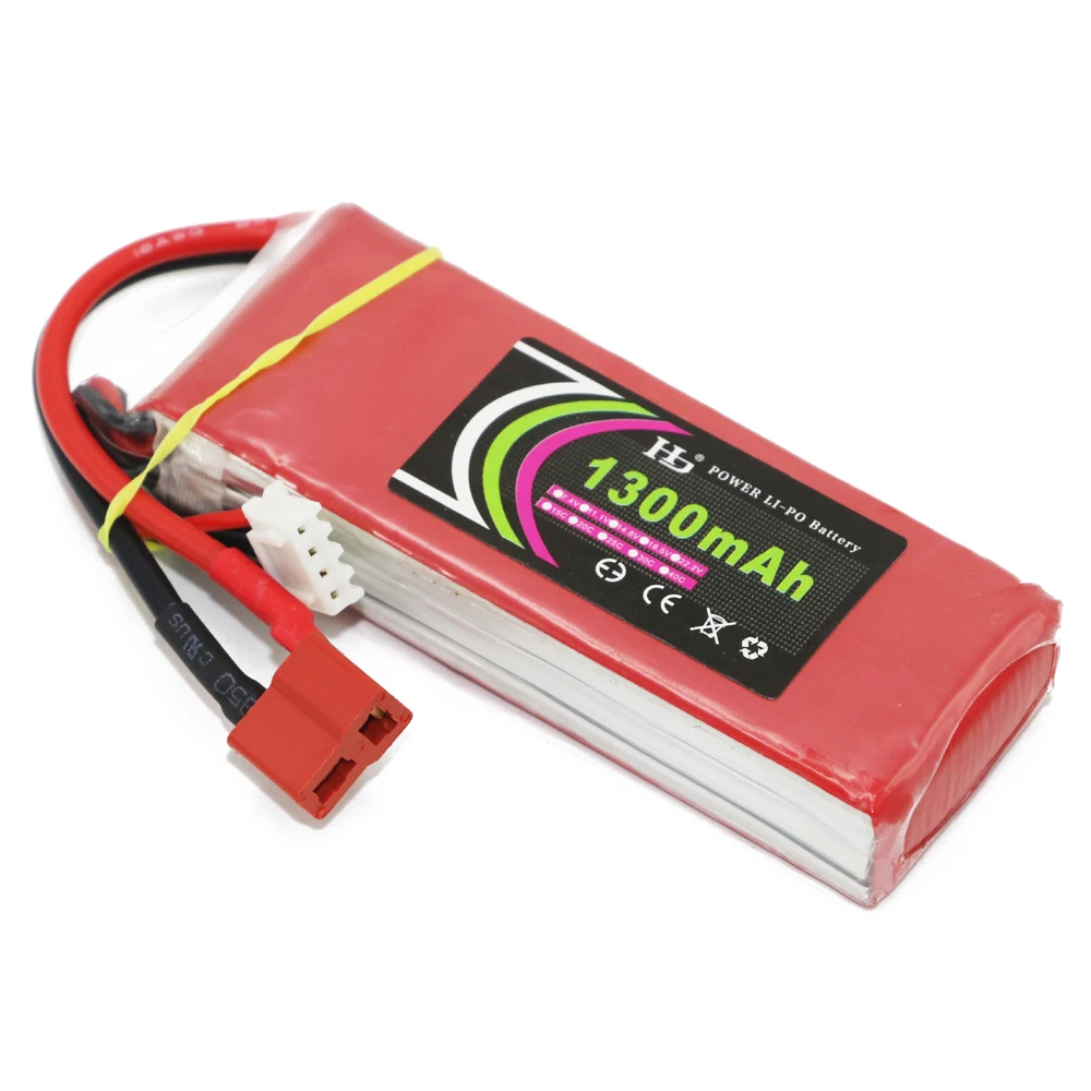 

1pc HJ Lipo Battery 11.1V 1300Mah 25C MAX 40C T Plug Lipo Battery 3s for RC Car Airplane Helicopter