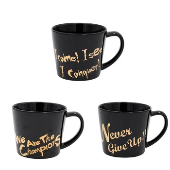 

The real gold applique ceramic mark cup black coffee water cup gift cup with color box birthday present