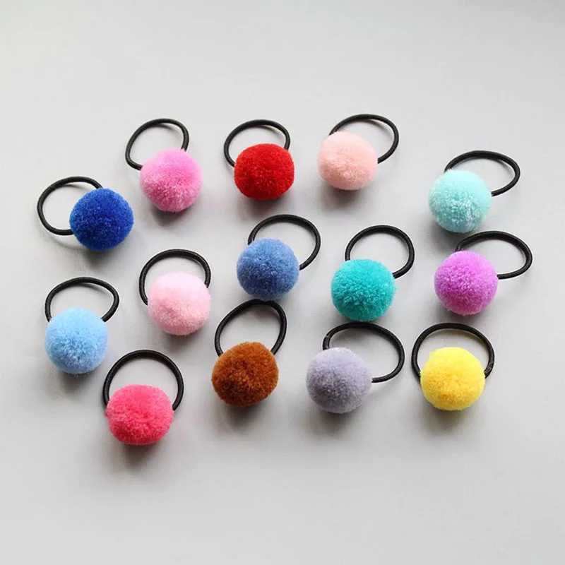 10Pcs Hair Rope Baby Girls Princess Hair Accessories With Fluff Ball