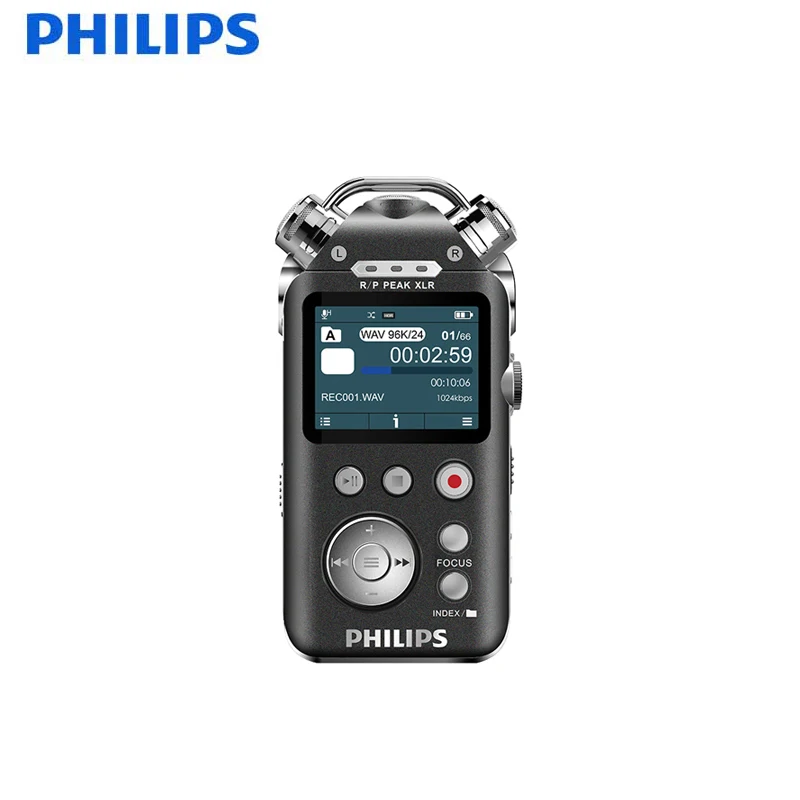 

Philips VTR8800 100% Original Digital Voice Recorder XLR port with for music OLED Display recording 3 Microphone up to 64GB