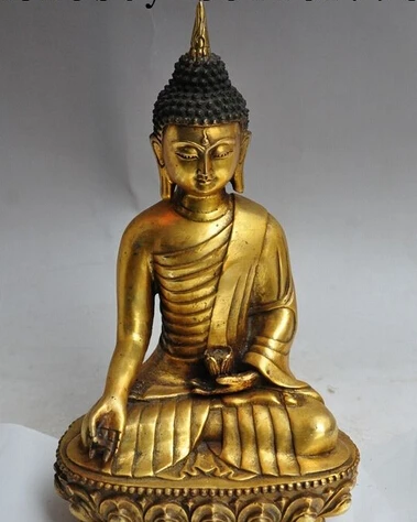

bi003582 12"tibet buddhism bronze gilt joss sakyamuni Shakyamuni Buddha lotus statue