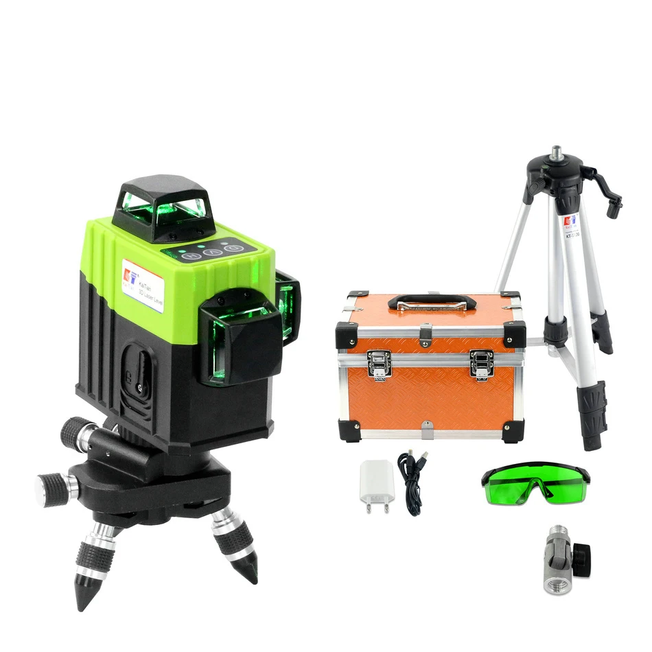 

12Lines 3D Laser Level Tripod Self-Leveling Cross Horizontal 360 Vertical Green Laser x Beam 532nm Line Nivel Level Tool