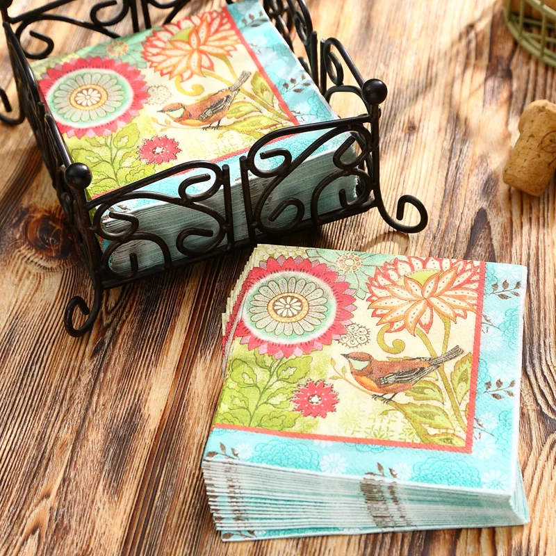 Cocktail Paper napkins 20pcs 25*25cm 3 ply vintage blue paper napkins