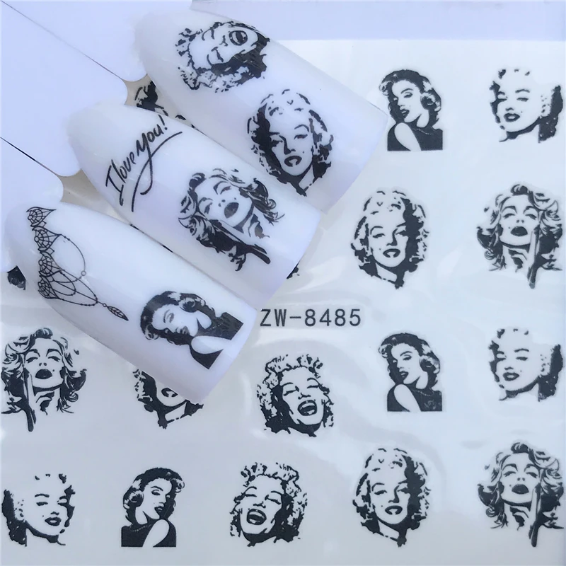 

YWK 1 Sheet Animal Black Cat Designs Nail Art Stickers Water Transfer Nail Tips Decal DIY Accessory Beauty Nail Decorations