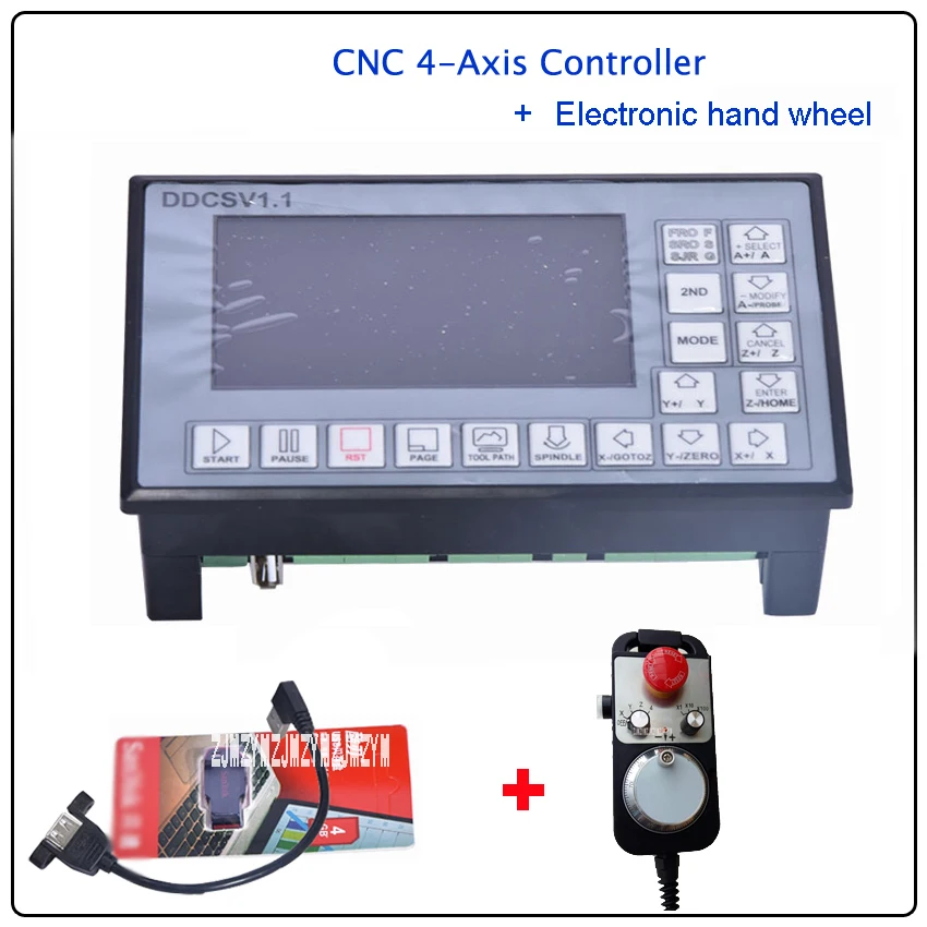 

DDCSV1.1 500KHz CNC 4-Axis Engraving Machine Controller Motion Control System G Code Stepper Motor Driver+Electronic Hand Wheel