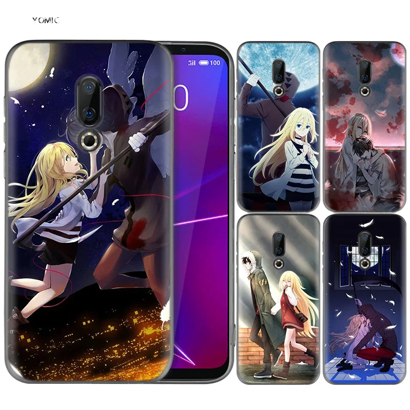 

Silicone Case for Meizu 16 16th M6T Black Dark Coque Shell Cell Phone Tpu Cover Dull Polish Angels of Death Cartoon