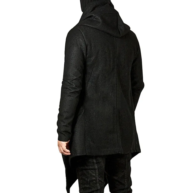 Steampunk Men Gothic Male Hooded Irregular Red Black Trench Vintage Mens Outerwear Cloak Fashion trench coat men X9105 trench coat steampunk jacket