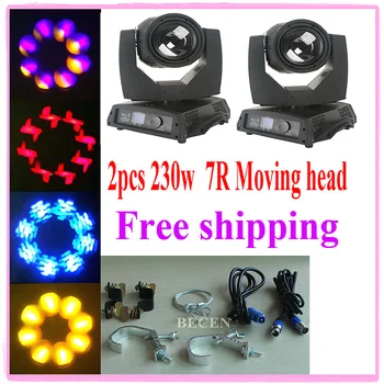 

2pcs 230W 7R sharp beam moving head light touch screen DJ Party stage light