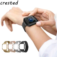 Хохлатая Миланская петля ремешок для fitbit blaze ремешок с рамкой из нержавеющей стали ремешок для часов магнитный замок Браслет для fitbit blaze