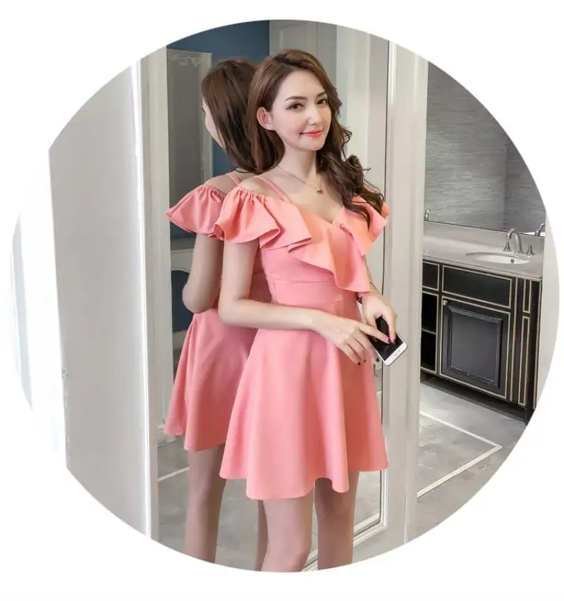 2018 NEW  Arrivals Women Summer 2018 NEW  Off Shoulder  Camisole  Dress  strapless  High waist skirt Mini   Dress Free shipping