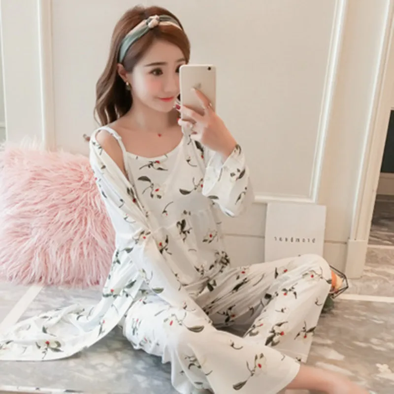 Style 9 Пижамный комплект Для женщин сексуальное платье, бодикон, с рисунком, летние тонкие хлопковые пижамы с длинным платья брюки жилет с новой уникальной технологией рассеивания 5 шт./компл. дома большой Размеры, одежда для сна - Цвет: Style 9