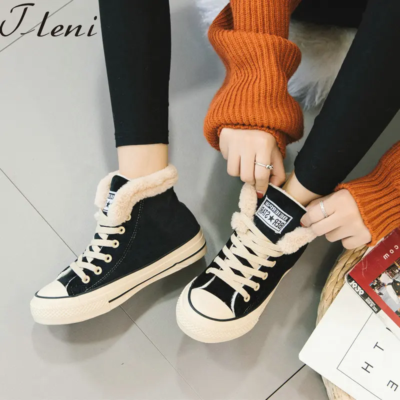 

Tleni Winter Running Shoes Women Suede Leather Sport Shoes Female Snow Boots Outdoor Cotton-padded shoes Warm Sneakers ZF-07