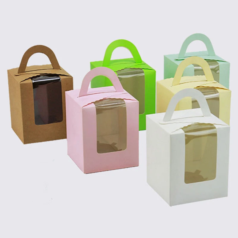 Confezione Da 10 Scatole Regalo Con Finestra 20x20x12 Cm, In Carta Riciclabile, Con Spago E Adesivi, Ideali Per Torte, Biscotti E Bomboniere