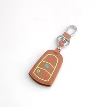 BBQ@ FUKA 4 кнопки коричневое кожаное автомобильное Серебристое свечение ночной брелок держатель с брелок для Srx Atsl Xts Cts