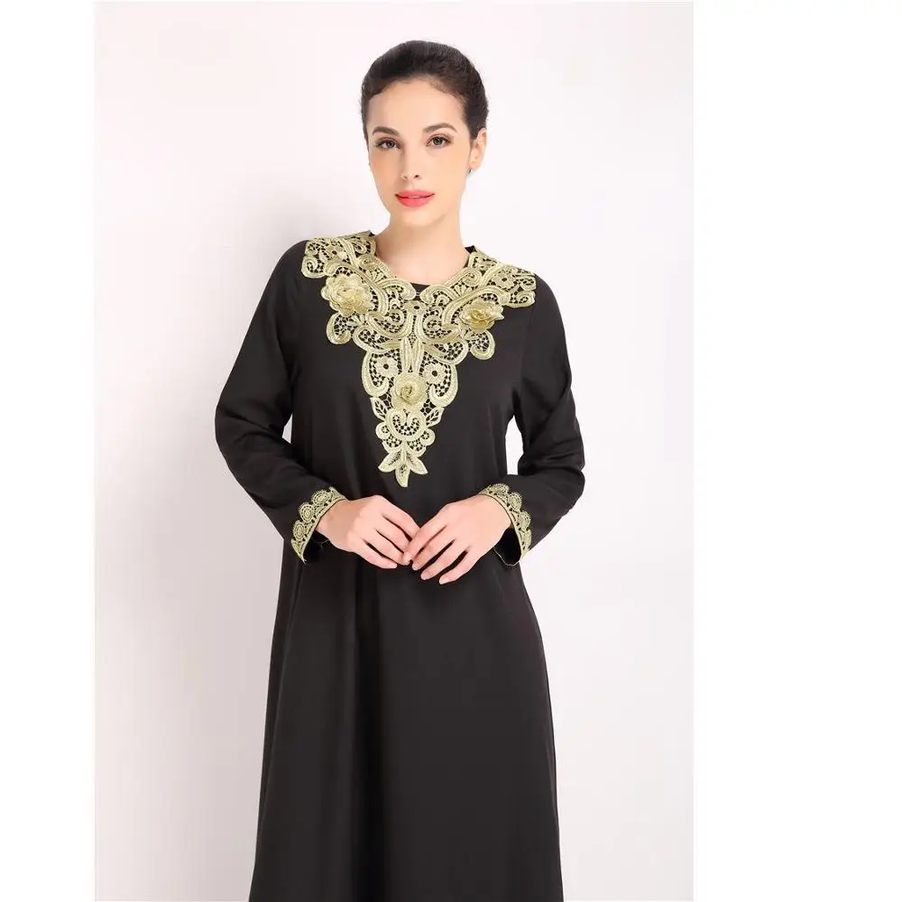2019 abaya dubai muslim dress hijab dress Flax Patchwork islamic clothing ramadan...