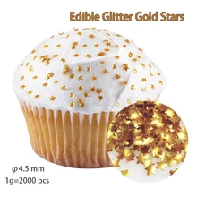1 г(2000 шт) съедобные блестки золотые звезды брызги, красивый блестящий блеск, идеально подходит для украшения торта