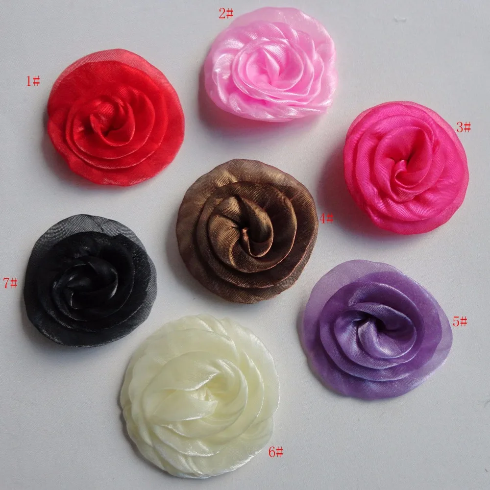 

5PCS 8.0cm 3.15" Assorted Colors Organza Morning Glory Flower patches applique no pin,baby floral charms