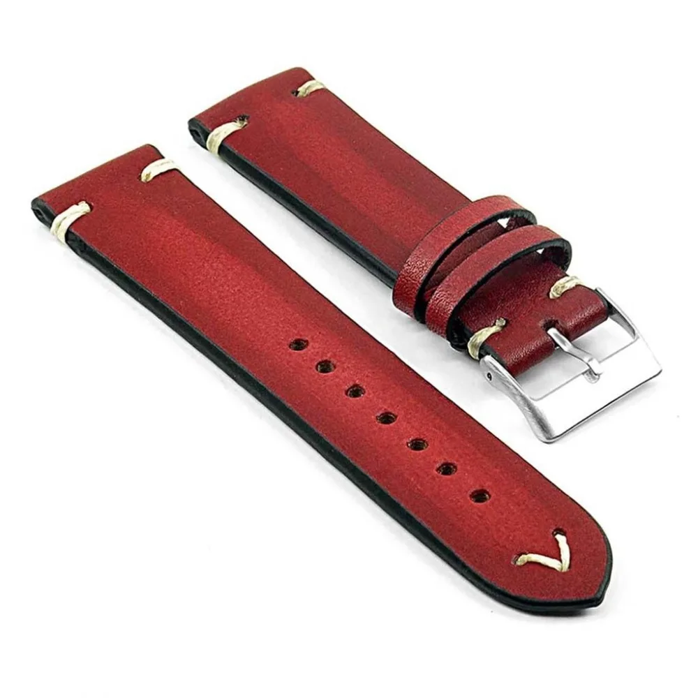 Onthelevel Handmade Strap Vintage Leather Mens Watch Band w/ Minimal Hand Stitching Stainless Steel Buckle High Quality 2019 new