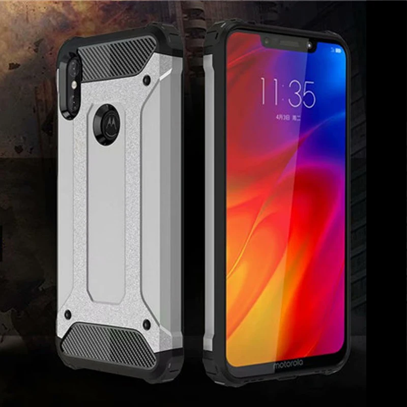 

Soft Silicon + PC Hard Armor Anti-knock Back Cover Case For Motorola Moto P30 Note