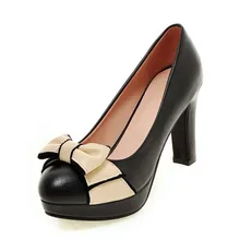 DoraTasia Big Size 32-43 Fashion Women Sweet Bowtie Shoes Party Wedding Dress Square High Heels Round Toe Platform Shoes