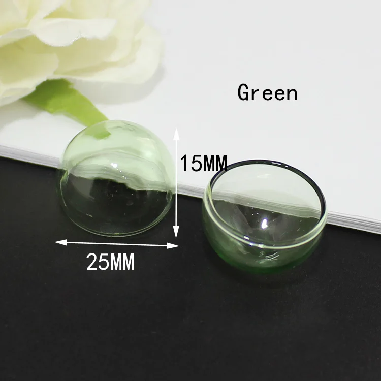 2 шт 8-30 мм пустой стеклянный шар полукруглой формы стеклянная бутылка Глобус купол модные ювелирные аксессуары - Окраска металла: 25x15mm-Green