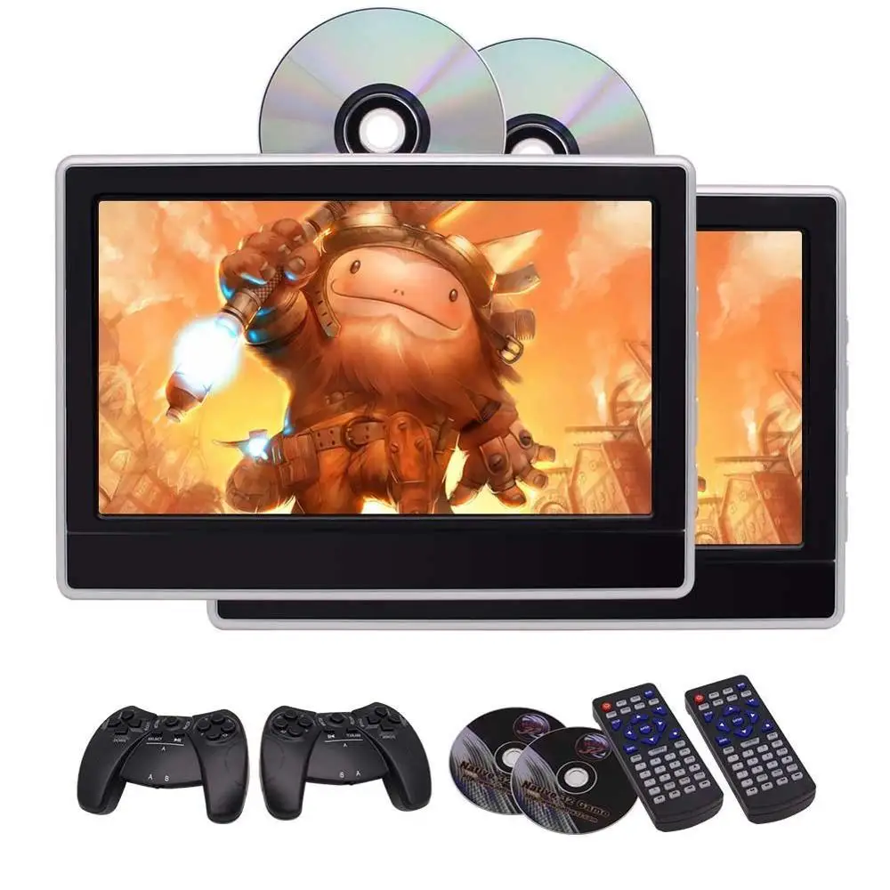 EinCar 11 6 дюймов lcd широкий экран Автомобильный подголовник dvd плеер x2 портативный