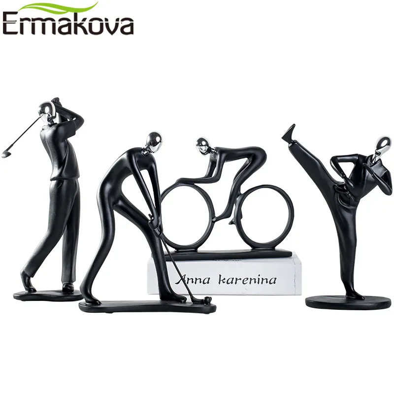 Preise ERMAKOVA Moderne Kunst Abstrakte Harz Sportler Figur Sportler Skulptur Tennis Statue Hause Büro Wohnzimmer Dekoration