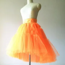 Горячее предложение, оранжевые юбки Тюлевое асимметричного кроя для женщин, вечерние, плиссированные ленты, атласная повязка на запястье, длиной до колена, юбка-пачка на молнии, Saias