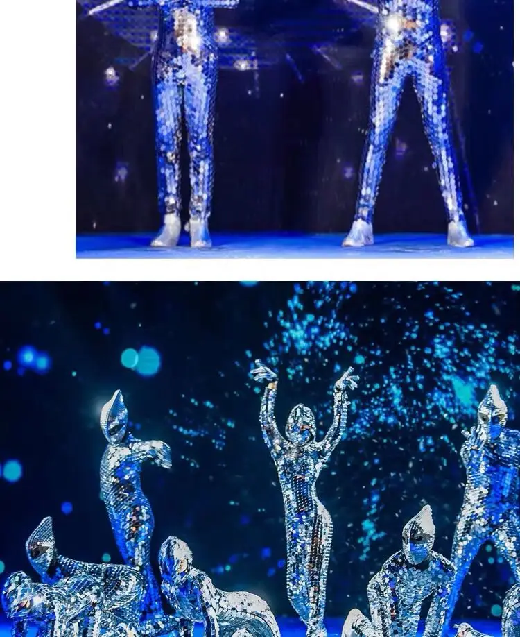 New! Mirror Costume Women Men Stage Costume ds Party Festival Outfit Performance Nightclub Jumpsuit GoGo Dance Costume VDB669