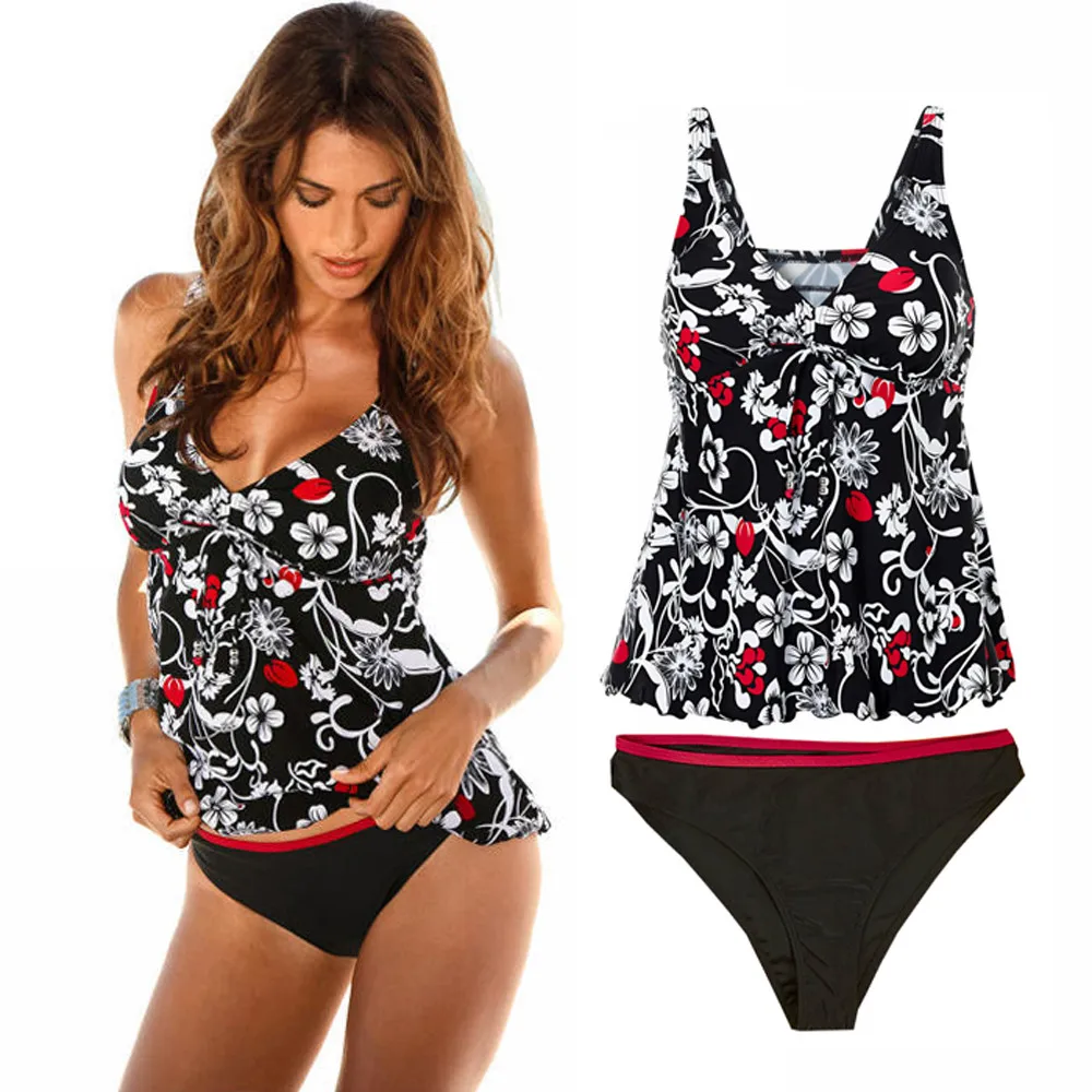 

bikini 2020 Women Blouson Floral Sporty Tankini Set Swimwear swimsuit women sexy bikini women two-piece suits sexy bikini set