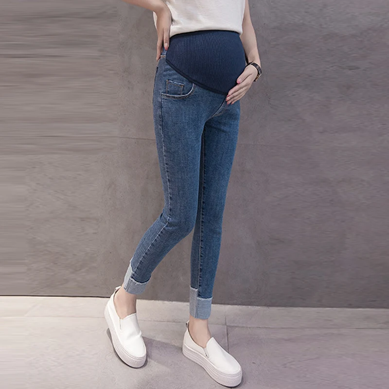 

Apregies Pregnant Women High/Low Waist Jeans Pants Pregnancy Casual Fashion Clothes Flanged Denim Autumn Winter Trousers 2018