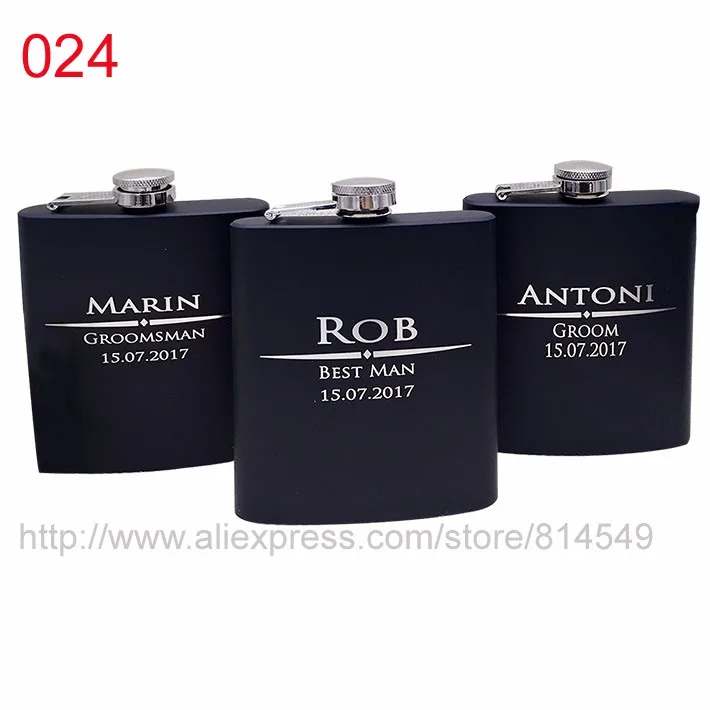 Free Personalized Engraved 6 oz Stainless Steel Black Hip Flask ,Groomsman or Best man gift , Birthday gift ,PASSED FDA TEST